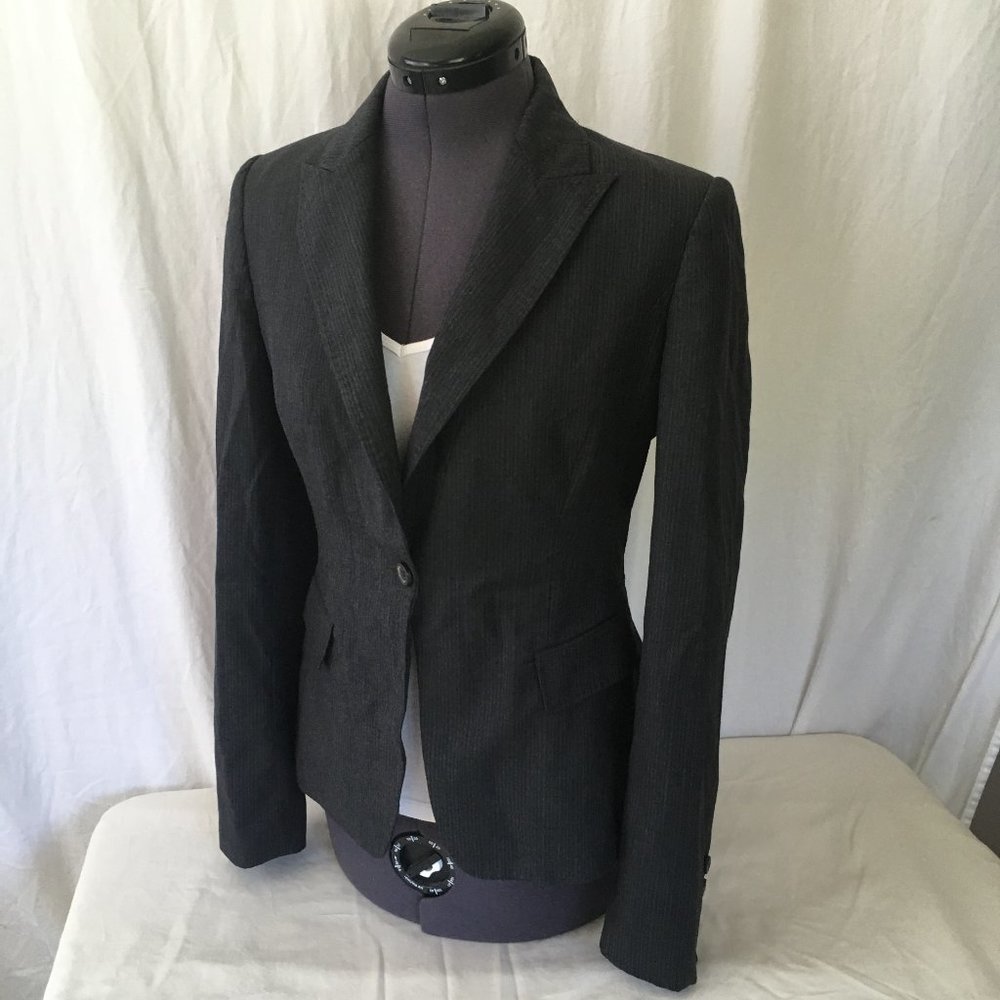 Elie Tahari One Button Wool Blend Blazer Sz 6